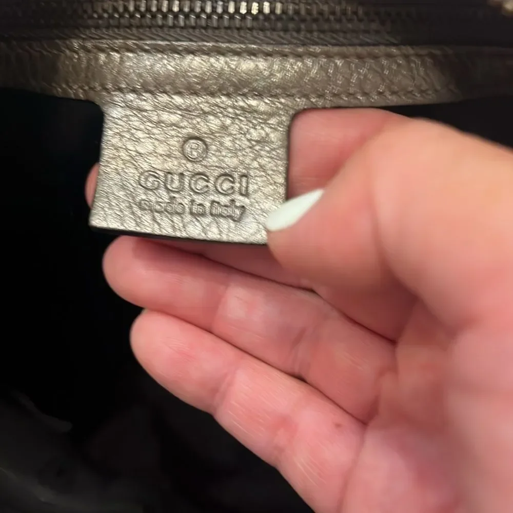 Gucci grey guccissima leather jockey hobo